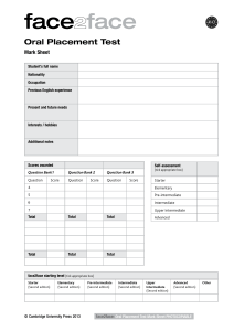 face2face Oral Placement Test Mark Sheet