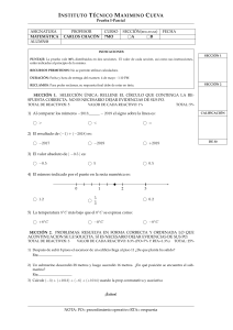 Examen de Matemáticas 7mo Grado - Números Enteros