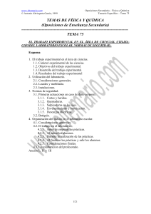 Tema 75: Trabajo Experimental, Laboratorio y Seguridad