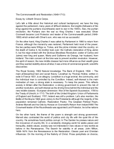 Commonwealth & Restoration: History, Literature (1649-1713)