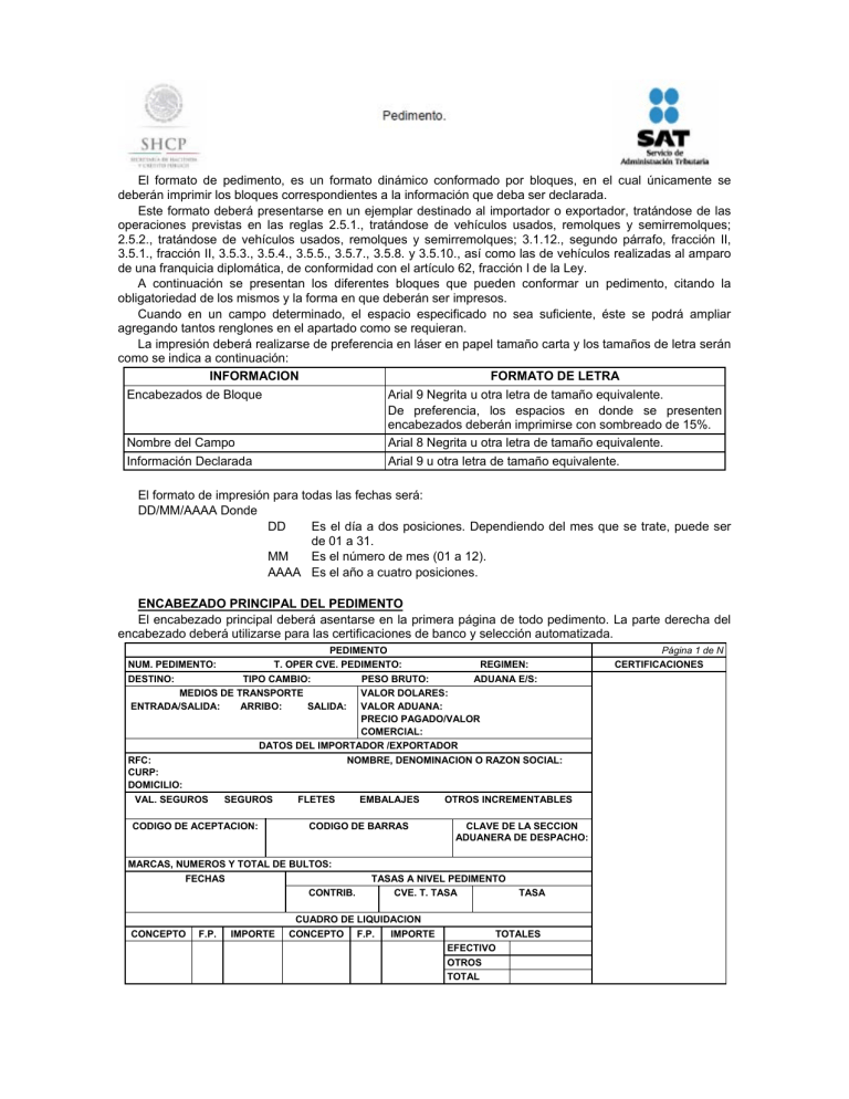 Formato Pedimento Aduanal 9244