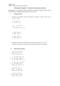 Ejercicios de Álgebra Lineal: Sistemas de Ecuaciones