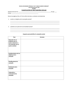 Planificación Campaña Escolar: Hoja de Trabajo Español Secundaria