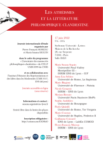 Athéisme & Littérature Clandestine: Programme Conférence