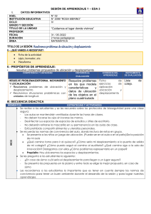 Sesión de Aprendizaje: Ubicación y Desplazamiento en Matemática