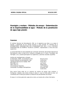 NCh2262.Of97: Impermeabilidad en Hormigón y Mortero