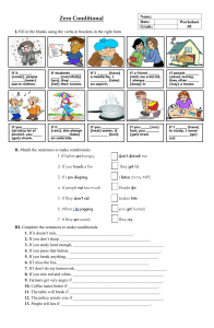Zero Conditional Worksheet: English Grammar Practice