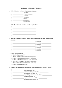 There Is/There Are Worksheet: Grammar Practice