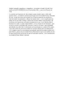 Proyecto de Vida: Joseph Valverde Vera - Psicología