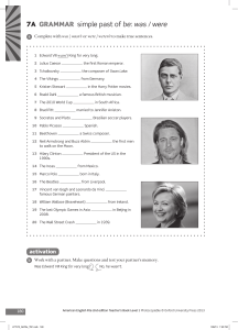 Simple Past Tense Grammar Worksheet: Was/Were & Verbs
