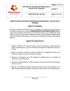 Objetivos SG-SST Reddemarcas Distribuciones S.A.S