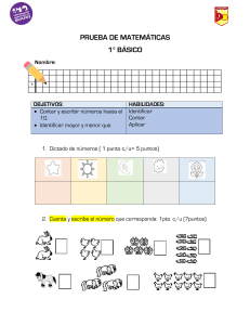 Prueba de Matemáticas 1° Básico: Números hasta el 10