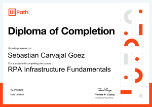 RPA Infrastructure Fundamentals Certificate - Sebastian Carvajal Goez