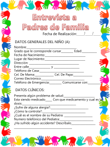 Formulario de Entrevista a Padres: Datos del Niño y Familia