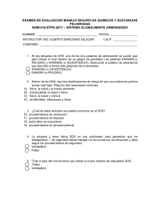 Examen SGA: Manejo Seguro de Químicos NOM-018-STPS-2017