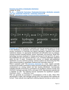 Peracetic Acid (PAA) in Wastewater Disinfection