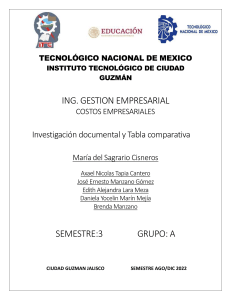Costos Empresariales: Investigación y Tabla Comparativa