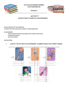 Science Experiment Instructions: English Activity