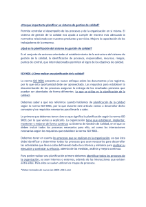 Planificación del Sistema de Gestión de Calidad ISO 9001