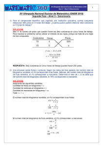 ONEM 2018 Nivel 3: Solucionario de Matemáticas