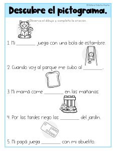 Hoja de Trabajo Pictogramas: Vocabulario Español Niños