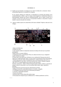 Informe Motor Inducción: Corriente Arranque e Info Placa