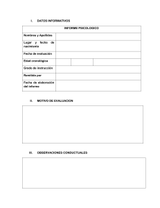Informe Psicológico: Datos, Evaluación y Conclusiones