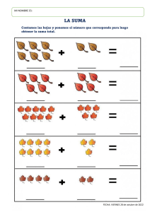 Hoja de ejercicios de suma con hojas para primaria