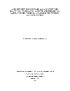 Almacenamiento de Reactivos y Materiales en Laboratorio de Fisiología Molecular