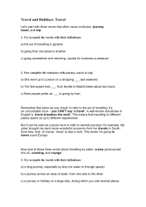 Travel & Holiday Vocabulary: Exercises & Definitions