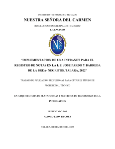 Intranet para Registro de Notas: Tesis en Talara