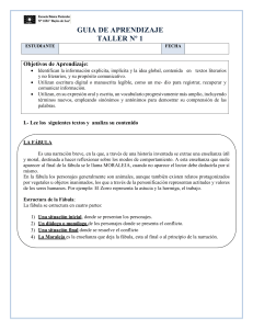 Guía de Aprendizaje: Fábula y Comprensión Lectora 8° Básico