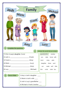 Family Relationships Worksheet for Elementary School