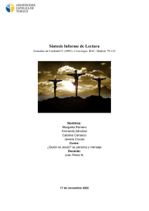 Cristología: Pasión de Jesús - Informe de Lectura