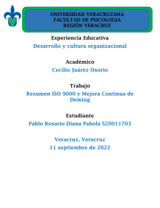 Resumen ISO 9000 y Mejora Continua - Universidad Veracruzana