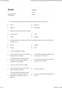 Cuestionario de Comunicación: Elementos, Lenguaje y Cortesía