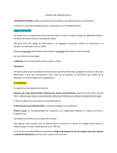 Apuntes Derecho Civil II: Familia y Divorcio en RD