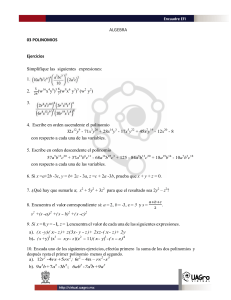 Ejercicios de Álgebra: Polinomios