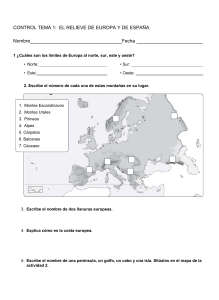 Hoja de Trabajo Relieve Europa y España: Prueba Geografía