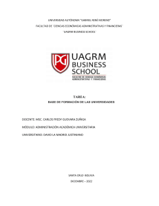 Tarea: Base de Formación de las Universidades en Bolivia