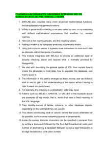 MATLAB, PostgreSQL, Geany Manual Excerpts