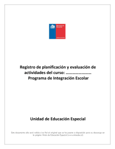 Planificación y Evaluación PIE: Registro de Actividades del Curso
