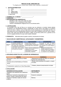 Proyecto Aprendizaje: Pasión y Resurrección de Jesús