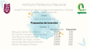 Propuestas de Inversión: Ingeniería Económica