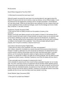 Slavery Debate: Wilmot, Calhoun, Webster - Study Guide