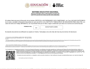 Certificado de Educación Secundaria INEA - Luis Fhernando Vaca