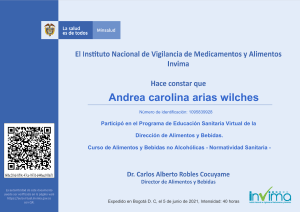 Certificado: Curso de Alimentos y Bebidas no Alcohólicas