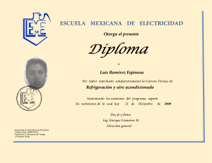 Diploma de Refrigeración y Aire Acondicionado - Luis Ramirez Espinosa
