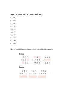 Ejercicios de Matemáticas: Multiplicación, Suma y Resta