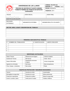 Formato Permiso Trabajo Espacios Confinados - Universidad Llanos